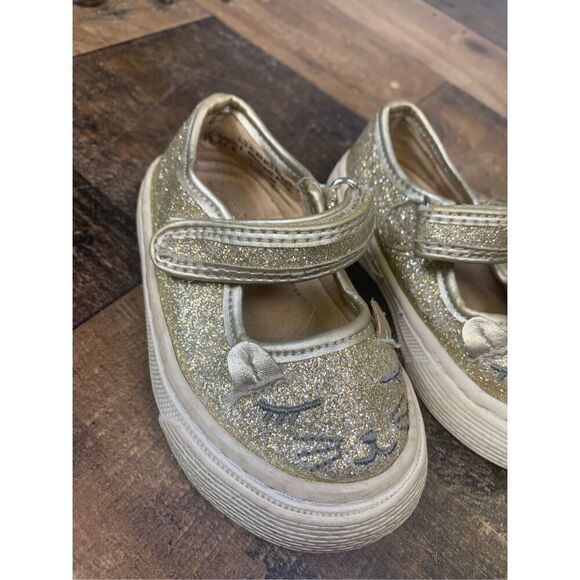 Children’s Place Little Kids 4 Sparkle Glitter Faux Leather Slip On Kitten Shoes - Picture 6 of 11